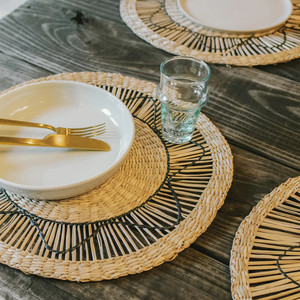 Assiette de charge ronde napperons en jonc de mer ensemble de napperons en gros tapis de table uniques décoration de cuisine et de table - Product Image 5