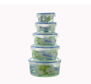 5 pce Nest Plastic Food Storage Containers Set with Lids for Pantry Storage Meal Prep and Leftovers Food Grade BPA Free