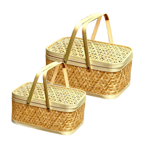 Cesta de regalo de bambú multiusos única de primera calidad cesta de frutas pícnics sostenibles y reutilizables, decoración del hogar de almacenamiento - Product Image 1