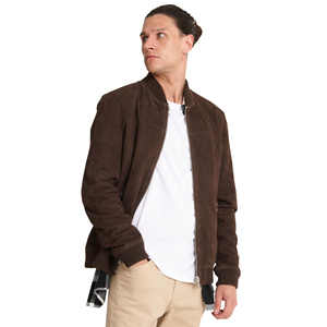 Manteau décontracté à manches longues en polyester/coton pour hommes, col montant, couleur unie avec fermeture éclair, logo avant pour l'hiver - Product Image 2