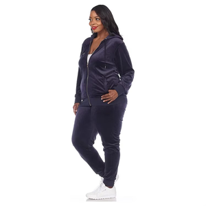 Chándales de Invierno para Mujer, 100% Algodón, con Logotipo Personalizado, Transpirables, Talla Grande XXL, Pantalones Deportivos con Capucha, Servicio OEM - Product Image 2