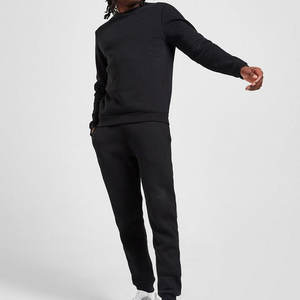 Ensemble de survêtement pour homme en coton 100% imprimé sur mesure en gros, coupe ajustée, couleur unie, sweat-shirt à capuche, pantalon de survêtement évasé superposé, hiver - Product Image 1