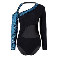 Justaucorps de cheerleading personnalisés en gros, manches longues, garnitures à sequins, empiècements en dentelle et maille, style sportif, haute qualité, service OEM, entraînement sur mesure