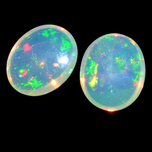 AAA อัญมณีเอธิโอเปียนเนียเวลโอปอลไฟหลายตัวขนาด9X11มม. ทรงวงรีคู่อัญมณีธรรมชาติแบบเอธิโอเปียหลวมแบนหลัง Cabochon สำหรับ CAB เครื่องประดับ - Product Image 2