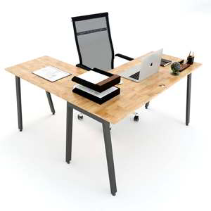 Contemporary Minimalist L-shaped Metal Leg <b>Desk</b> for Bedroom <b>Work</b> Aton Concept HBAT016 - Product Image 2