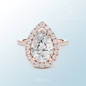 แหวนเพชรทรงลูกแพร์ดีไซน์หรูหราประณีต งานฝีมือประณีต เหมาะสำหรับงานหมั้น งานแต่งงาน และเป็นของขวัญสุดพิเศษ ประดับด้วยเพชรที่ได้รับการรับรองจาก IGI - Product Image 3