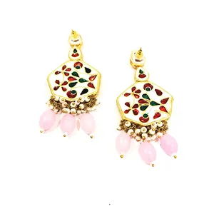 Ensemble de collier perlé Kundan Creaam, style bohème, plaqué or, bijoux fins pour mariage et cadeau, avec zircon et plaqué or - Product Image 5