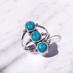 Bague triple en argent sterling 925 avec trois pierres précieuses naturelles pour femmes, bijoux fins, tendance, à porter tous les jours, design unique - Product Image 3
