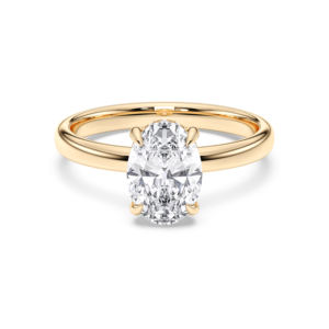 Juego de puntas de diamantes de forma ovalada y redonda de moissanita de 1,66 quilates, anillo de compromiso de solitario hecho en oro sólido para mujer, de quilates, de 2/1/2 ", hecho en oro sólido - Product Image 1