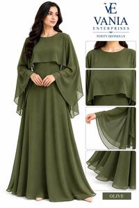 Textured Knit Vintage Abaya Overlay Long Sleeve Floor Length Spring Summer <b>Wedding</b> Muslim <b>Dress</b> Modest Wear <b>Plus</b> <b>Size</b> - Product Image 6