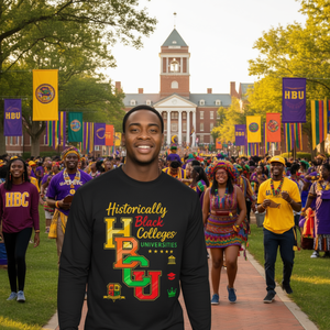 เสื้อยืดแขนยาวสำหรับชุดแต่งกาย HBCU ทุกแบบ เสื้อยืดสีดำเพื่อส่งเสริมการเรียนรู้ประวัติศาสตร์คนผิวดำและวัฒนธรรมแอฟโฟร  สีดำ - Product Image 3