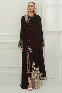NEW--STYLISH robe longue KURTA avec pantalon orné de belles perles de verre de cristal, DABKA, travail pour fête/mariage @ 2022 - Product Image 2
