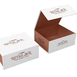 Boîte cadeau personnalisée en papier Kraft pliable avec Logo, boîte d'emballage cadeau magnétique à clapet avec ruban, vente en gros