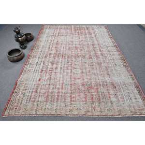 Alfombra turca Vintage rojo Beige 6,2X8,9 pies área grande diseño de retazos de lana para pasillo dormitorio látex para sala de estar cabecera - Product Image 1