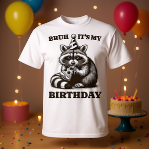 Maglietta a maniche corte con grafica raccoon pizza per feste di compleanno, girocollo unisex per adulti, divertente top per le celebrazioni - Product Image 3
