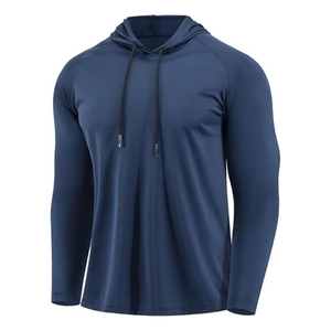 Sweat-shirt à capuche décontracté pour homme personnalisé, uni, coupe courte, 100% polyester, maille légère, respirant, évacuant l'humidité, séchage rapide, régulier - Product Image 1