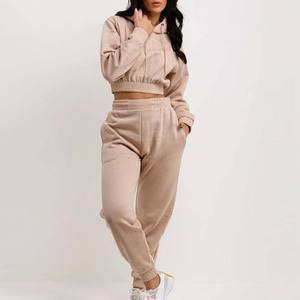 Ensemble de survêtement pour femme, streetwear d'hiver, à capuche, uni, extérieur, long, décontracté, durable, 100% coton polaire, best-seller - Product Image 2