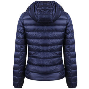Nueva moda elegante mujer chaqueta acolchada tela transpirable Color azul sólido algodón relleno acolchado invierno burbuja chaqueta - Product Image 2