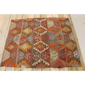 Tapis d'appoint vintage 3,5x4,4 pieds, tapis turc en laine ombrée orange - Product Image 2