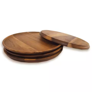 Plat décoratif en bois massif Assiettes à dîner traditionnelles en bois Plat de service en bois par glowin fashion - Product Image 5