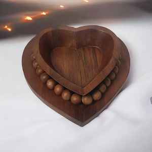 Luxury Vintage <b>Heart</b>-Shape Mango Wood Candle <b>Bowl</b> Customized Eco-Friendly New Natural White Walnut for Home Decor for Christmas - Product Image 5