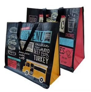 Origen de Vietnam, venta al por mayor, único logotipo impreso personalizado, laminado, reciclado, poliéster, PP, tejido, bolsa de compras con asas - Product Image 4