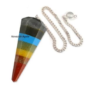 Meilleure qualité 7 Chakra cône pendule pierre précieuse Chakra pierre semi précieuse fabriquée à la main - Product Image 5