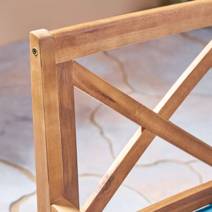 ชุดโต๊ะรับประทานอาหารไม้สักแท้ Elisa พร้อมเบาะรองนั่ง ดีไซน์ทันสมัย สำหรับใช้ภายในหรือภายนอกอาคาร  เฟอร์นิเจอร์ภายนอกแบบธรรมชาติ - Product Image 2