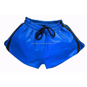 Short de combat en cuir noir personnalisé OEM taille élastique bandes latérales blanches pour la boxe MMA Kickboxing Gym et Fitness - Product Image 6