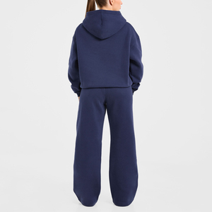 Joggers de forro polar de algodón para mujer, pantalones de chándal de pierna ancha de gran tamaño con logotipo personalizado liso en blanco para uso en Gimnasio Deportivo de otoño - Product Image 5