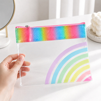 Pochette de maquillage en PVC givré à marque privée avec fermeture éclair en PVC imperméable imprimée sur mesure pour emballage cadeau de voyage de marque de beauté