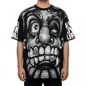 เสื้อยืดสตรีทแวร์ทรงโอเวอร์ไซส์ คุณภาพสูง เป็นมิตรกับสิ่งแวดล้อม เนื้อผ้าหนา พิมพ์ลายกราฟิกแบบสกรีน  ผ้าคอตตอนหนา ตัดเย็บทรงครอป สำหรับผู้ชาย - Product Image 2