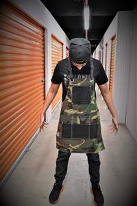 ผ้ากันเปื้อนหนังสำหรับช่างตัดผมแบบปรับได้ผ้ากันเปื้อนแขนกุดสำหรับช่างตัดผมและสไตลิสออกแบบได้ตามต้องการ - Product Image 4