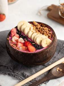 Bol en coquille de noix de coco smoothie | Coque de bol en noix de coco naturelle et de haute qualité avec cuillère | Ensemble de bol en coquille de noix de coco pour smoothie d'été - Product Image 4