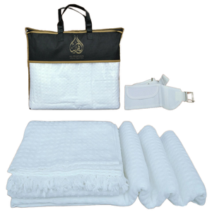 ชุด ihram พร้อมเข็มขัดสีขาวผ้าฝ้ายนุ่มลำลอง/รีด100% โพลีเอสเตอร์สำหรับ Hajj & umrah Pilgrimage - Product Image 1