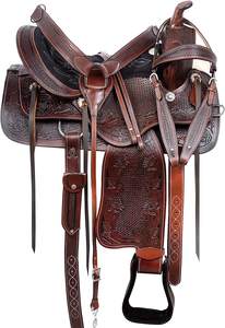 Ensemble de sellerie de cheval de qualité supérieure selle en cuir véritable de course occidentale et anglaise pour l'équitation matériau synthétique - Product Image 2