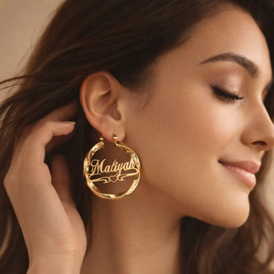 ต่างหูห่วงเงินแท้ 925 สลักชื่อ สไตล์วินเทจ ขนาด 15 มม. ของขวัญ - Product Image 1