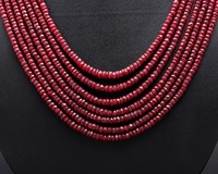 Collier en Corindon Rouge Rubis Facetté Rondelle 7 Brins MM avec Fermoir Réglable, Bijou Exclusif Modèle 000 pour Perles de Stylo