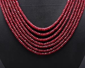 Collier en rubis à 7 brins, perles facettées en forme de rondelle, rubis corindon, fermoir réglable, bijoux exclusifs, Mehrajudin Gems, tiers - Product Image 2