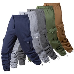 Pantalon de jogging taille haute à motif droit en velours côtelé pour homme, respirant et écologique, avec cordon de serrage ample et multi-poches - Product Image 5