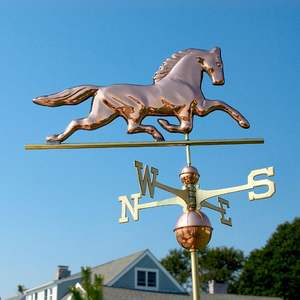 Handmade copper weathervanes with detailed animal sculpture accents to decorate rooftops of barns and cottages - Product Image 3