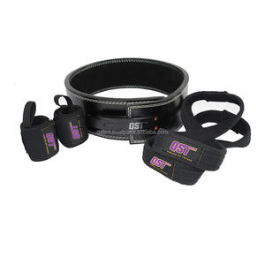 Ceinture de levier d'entraînement de gymnastique en cuir de 13mm avec la dernière conception QST International Figure 8 sangles d'entraînement boucle de pouce enveloppes de poignet - Product Image 1