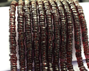Perles en forme de Heishi en grenat naturel fait à la main, résultats et composants de bijoux - Product Image 1