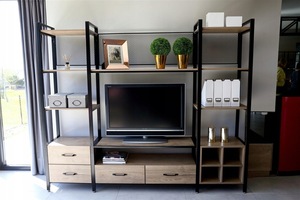 Soportes de TV de Metal de nuevo producto de estilo moderno con estante organizador y bandeja muebles de interior para sala de estar - Product Image 6