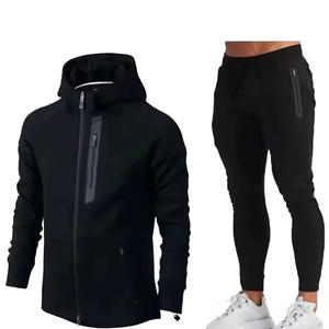2024 entrenamiento personalizado Jogging cómodo cremallera sudaderas con capucha trajes conjunto de dos piezas chándales para hombres - Product Image 6