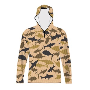 Personalizado bajo MOQ sublimación Impresión de secado rápido poliéster rendimiento pesca Sudadera con capucha UPF 50 camisa de pesca con capucha - Product Image 2