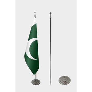 Drapeau d'intérieur officiel du Pakistan imprimé numériquement 3x5 pieds, fabriqué en polyester de haute qualité et en soie, avec mât en aluminium - Product Image 2