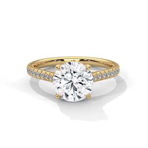 Bague de fiançailles en diamant de laboratoire rond, 2 carats, clarté VVS, diamants de laboratoire centraux et latéraux, or massif 14K/18K, rose, jaune ou blanc - Product Image 2