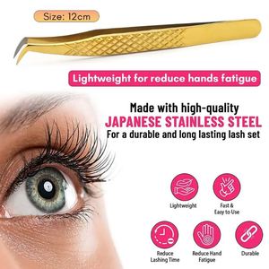Pinzas para Extensión de Pestañas con Punta de Fibra de Acero Inoxidable Chapadas en Oro, Herramientas para Pestañas de Marca Privada Personalizadas para Uso Profesional - Product Image 5