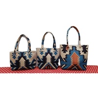 Ensemble de 5 sacs fourre-tout OEM en coton à la mode, doublure en toile, fermeture à glissière, portables pour les achats ménagers et polyvalents.